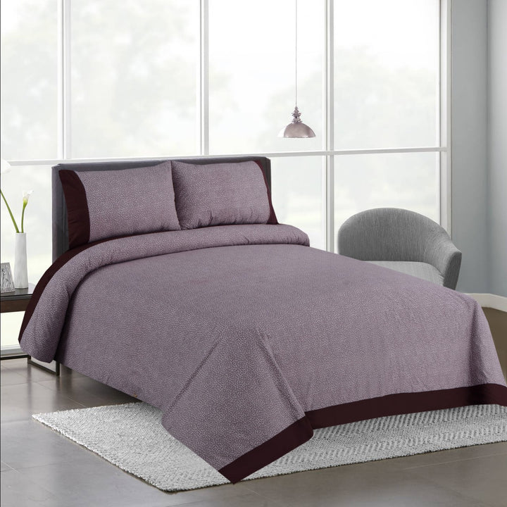 3 Pcs Cuffed Printed Bedsheet Set - 1617