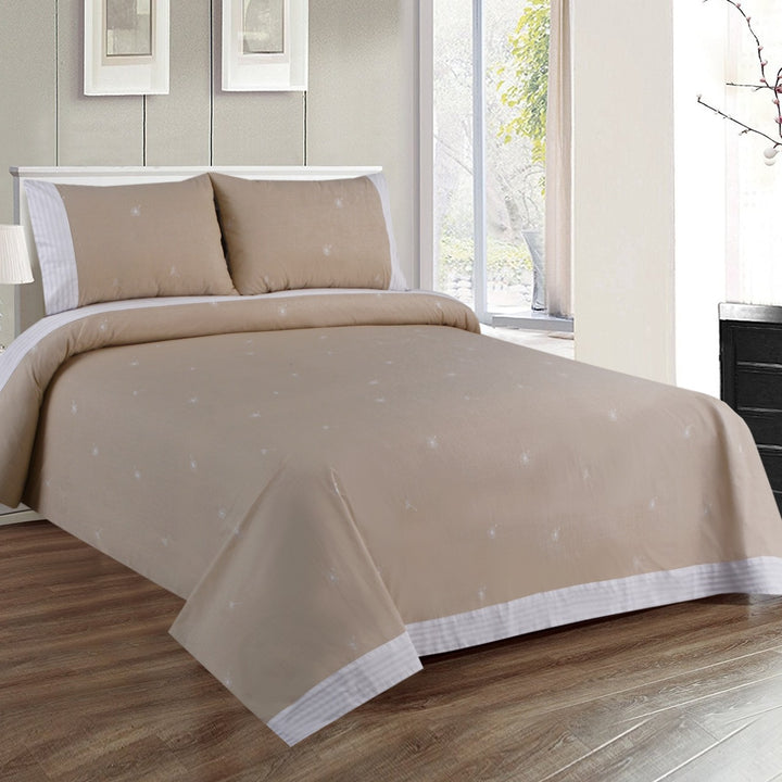 3 Pcs Cuffed Printed Bedsheet Set - 1618