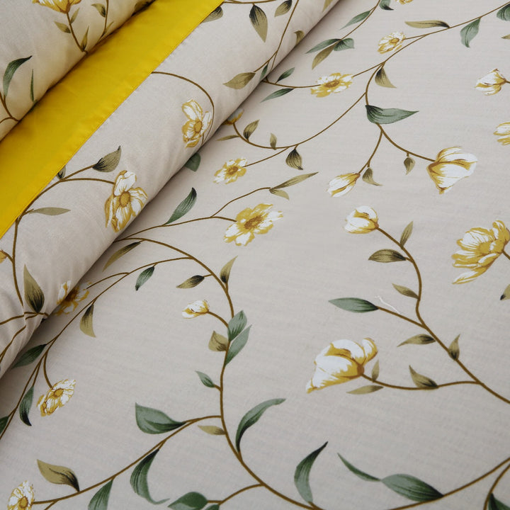 3 Pcs Cuffed Printed Bedsheet Set - 1619