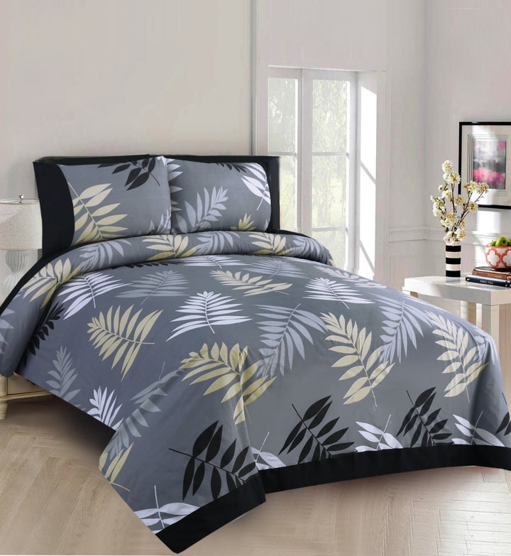 3 Pcs Cuffed Printed Bedsheet Set - 1626