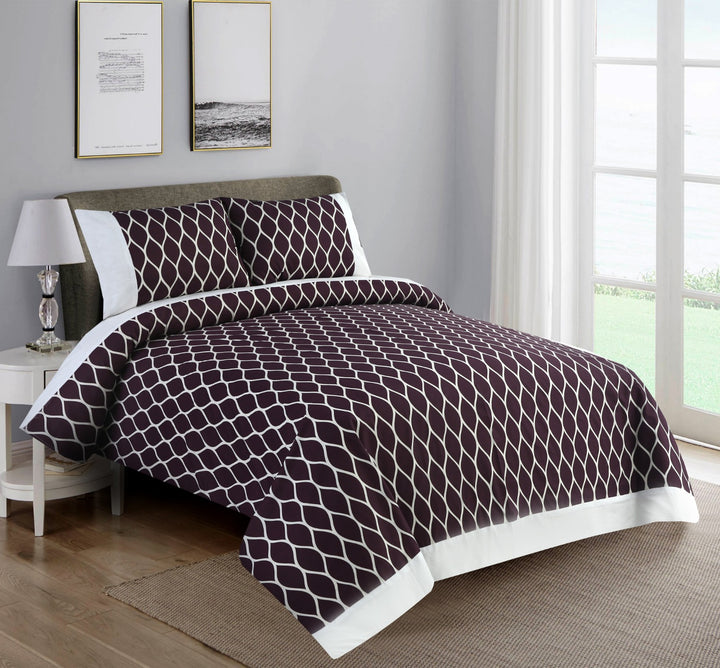 3 Pcs Cuffed Printed Bedsheet Set - 1628