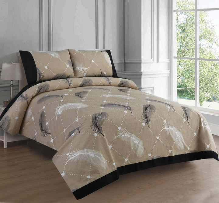 3 Pcs Cuffed Printed Bedsheet Set - 1629