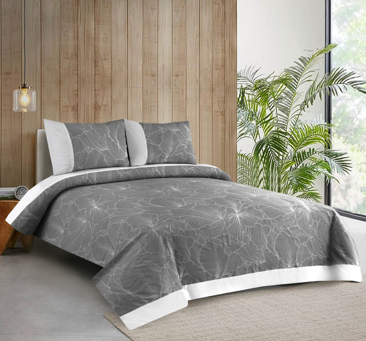 3 Pcs Cuffed Printed Bedsheet Set - 1630