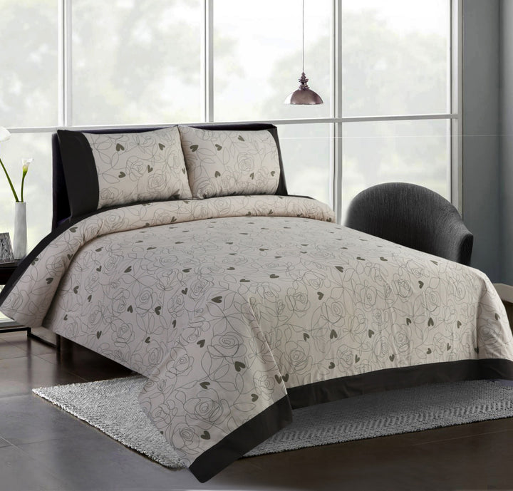 3 Pcs Cuffed Printed Bedsheet Set - 1631