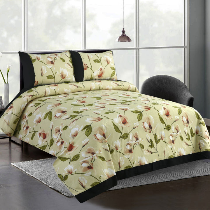 3 Pcs Cuffed Printed Bedsheet Set - 1632
