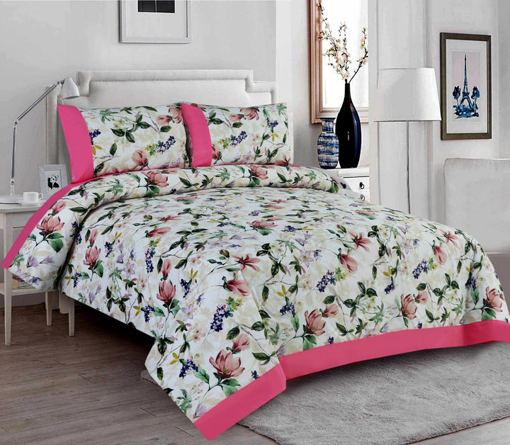 3 Pcs Cuffed Printed Bedsheet Set - 1631