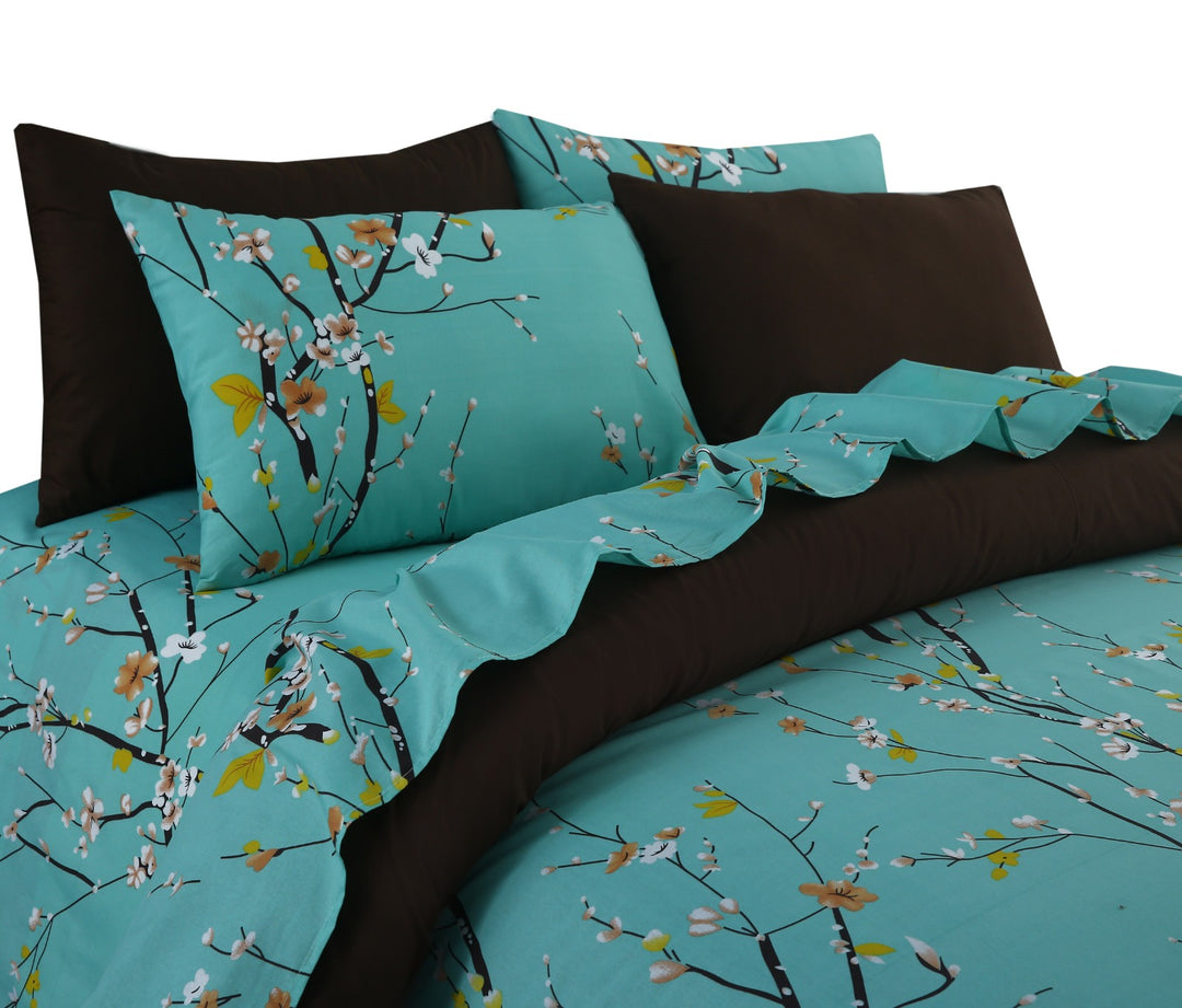 6 Pcs Autumn Tree Printed Duvet Set - 1630
