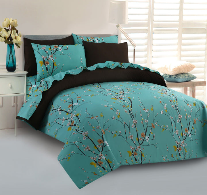 6 Pcs Autumn Tree Printed Duvet Set - 1630
