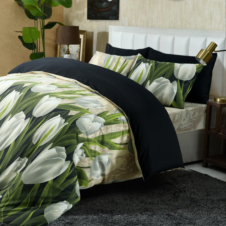 6 Pcs Daffodils Printed Duvet Set - 1633