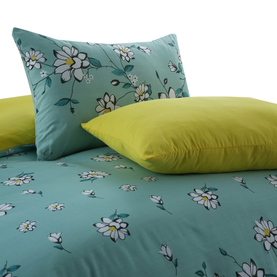 6 Pcs White Rose Printed Duvet Set - 1625