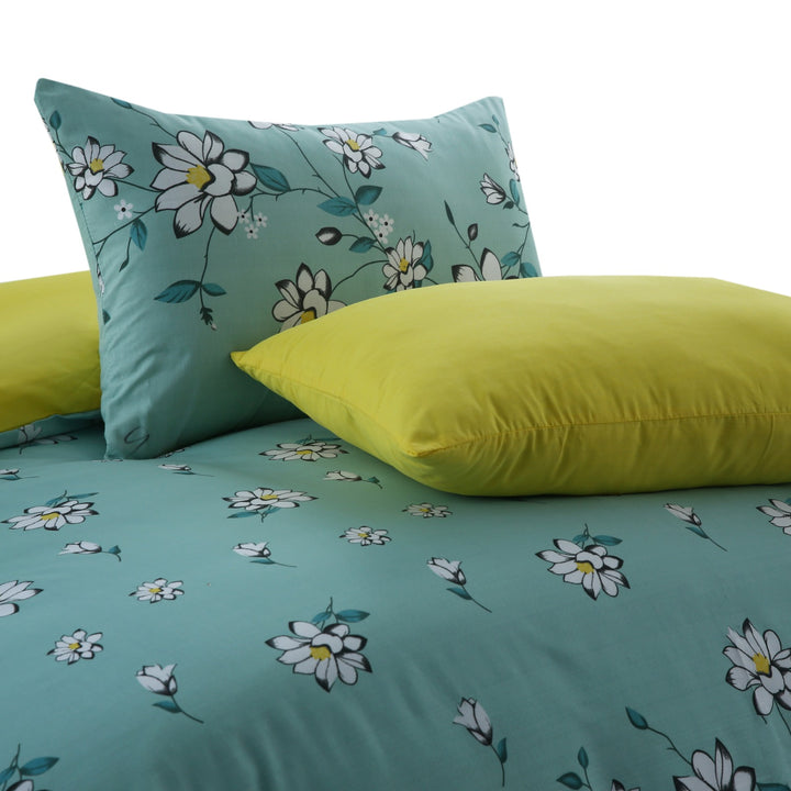 6 Pcs White Rose Printed Duvet Set - 1625