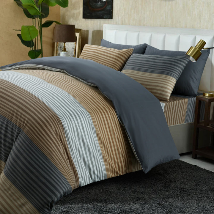 6 Pcs Verticle Stripe Printed Duvet Set - 1642