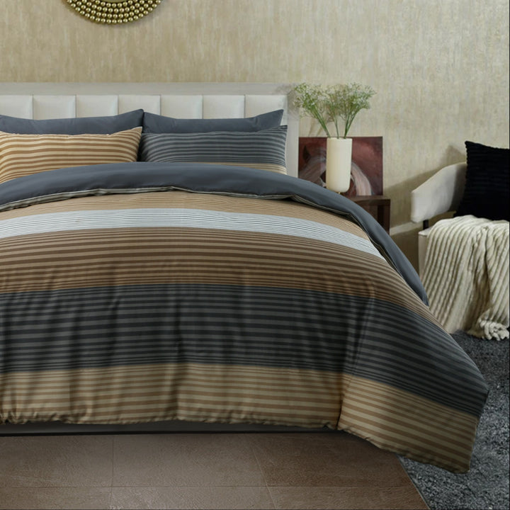 6 Pcs Verticle Stripe Printed Duvet Set - 1642