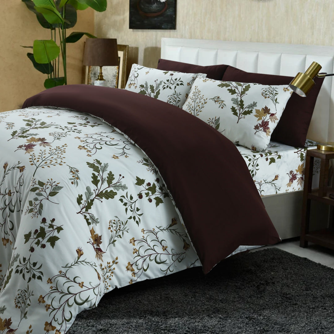 6 Pcs Autumn Flowers Printed Duvet Set - 1643