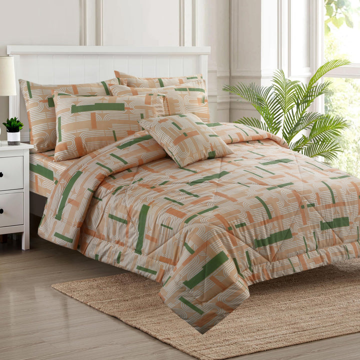 7 Pcs Modern Printed Comforter set - 1647