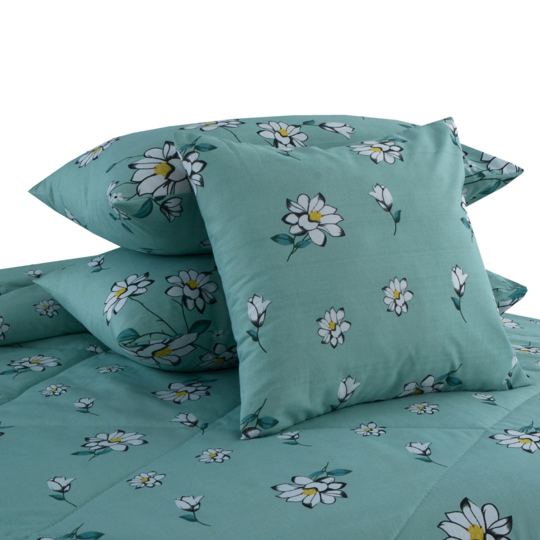 7 Pcs White Rose Comforter set - 1670