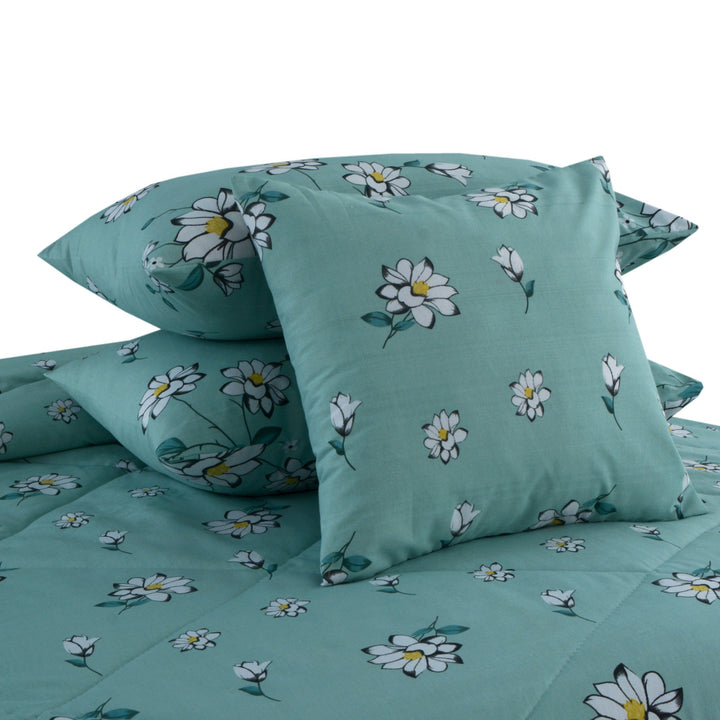 7 Pcs White Rose Comforter set - 1670