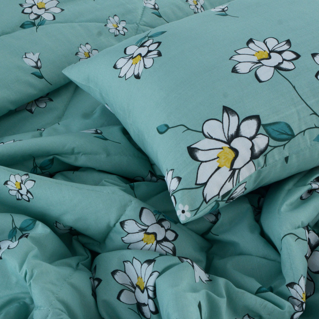 7 Pcs White Rose Comforter set - 1670