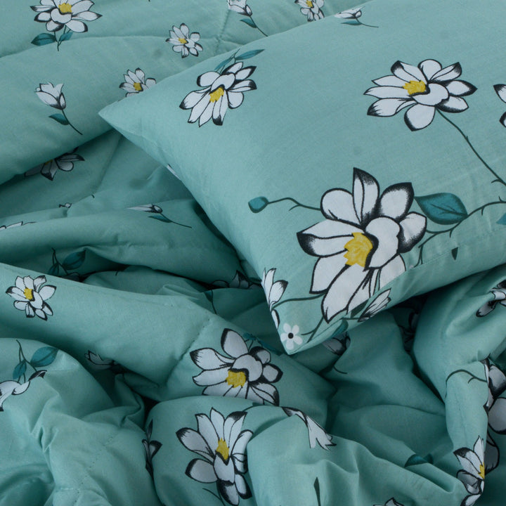 7 Pcs White Rose Comforter set - 1670