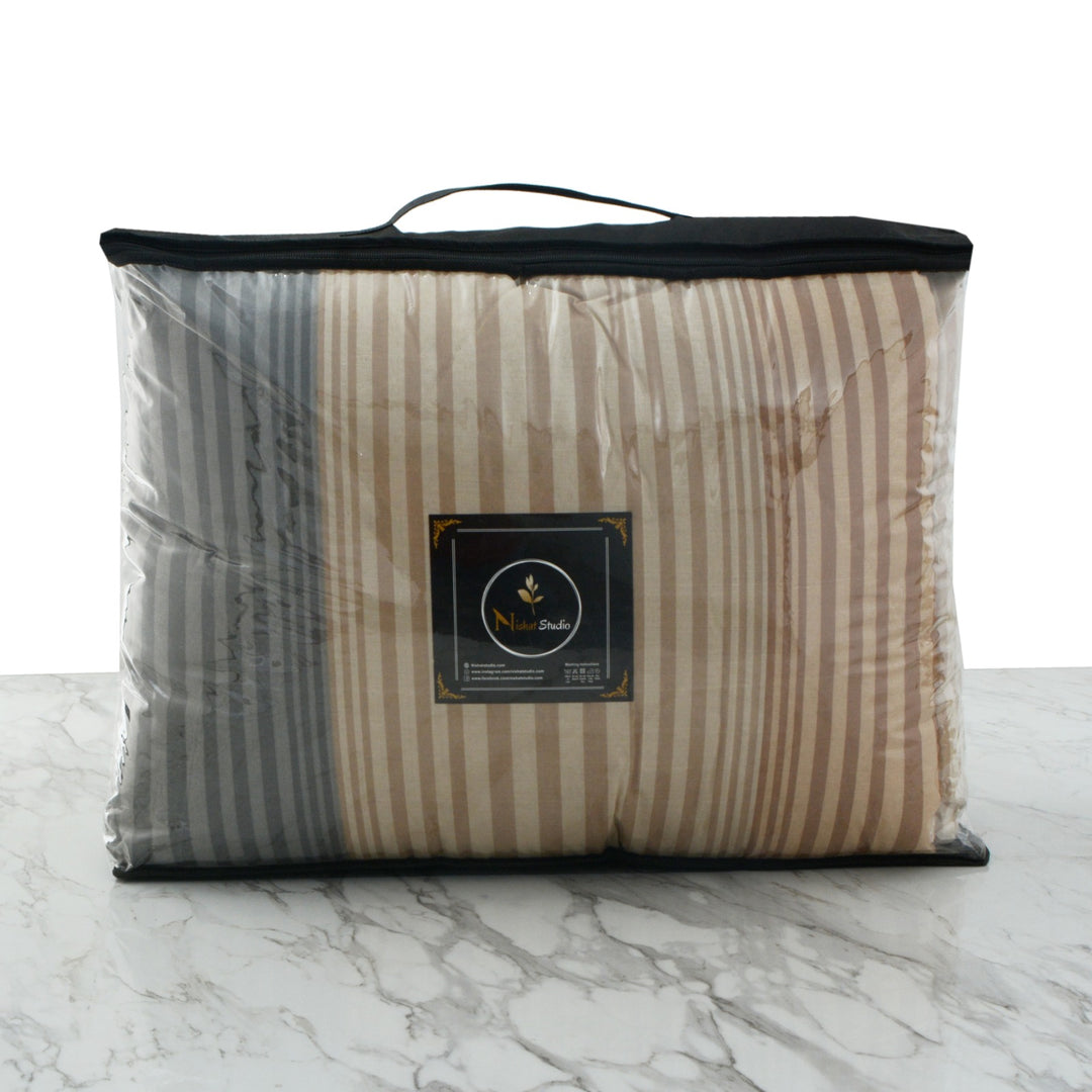 7 Pcs Striped Printed Comforter set - 1673