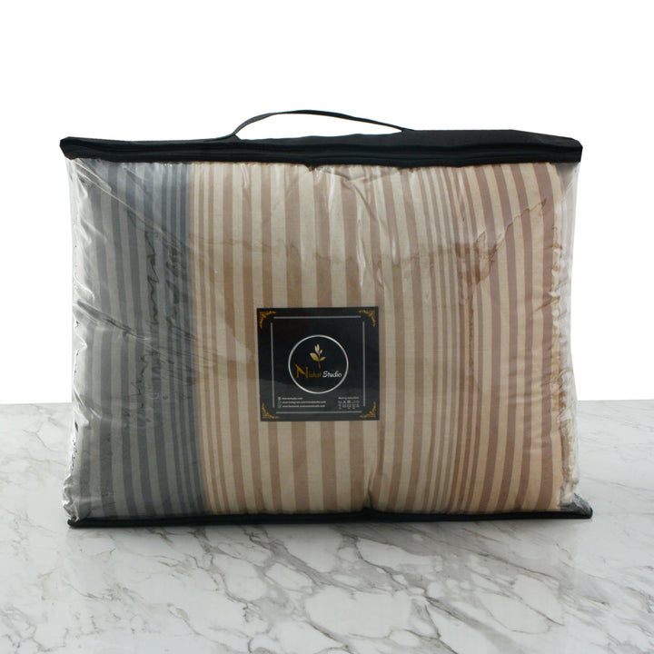 7 Pcs Striped Printed Comforter set - 1673