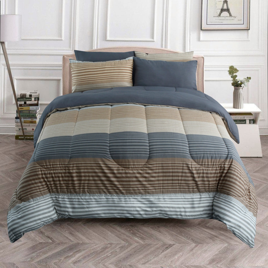 6 Pcs Striped Printed Comforter set - 1680