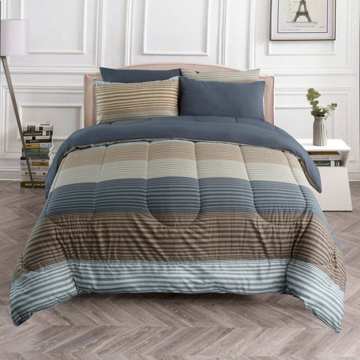 6 Pcs Striped Printed Comforter set - 1680