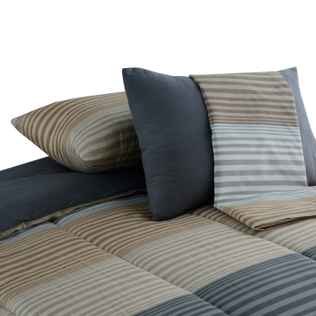 6 Pcs Striped Printed Comforter set - 1680