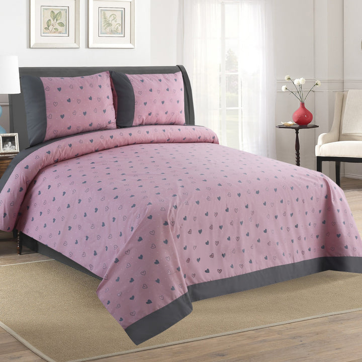 3 Pcs Cuffed Printed Bedsheet Set - 1693