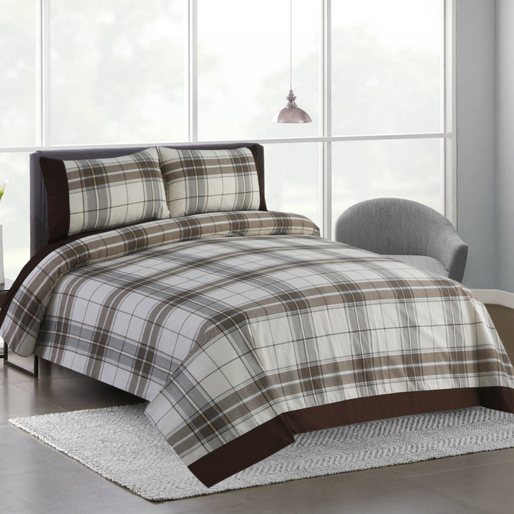 3 Pcs Cuffed Printed Bedsheet Set - 1696