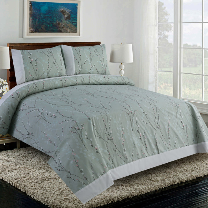 3 Pcs Cuffed Printed Bedsheet Set - 1699