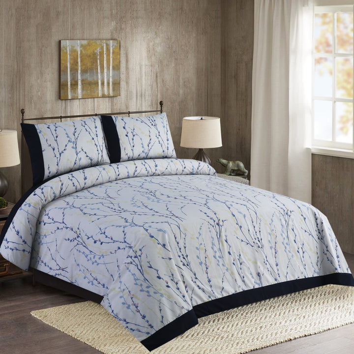 3 Pcs Cuffed Printed Bedsheet Set - 1700