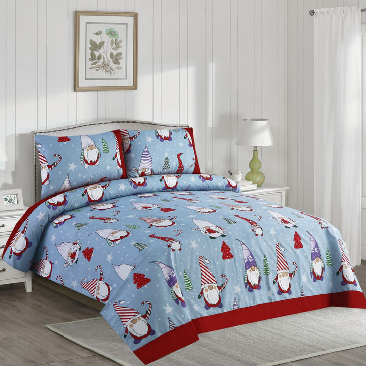 3 Pcs Cuffed Printed Bedsheet Set - 1702