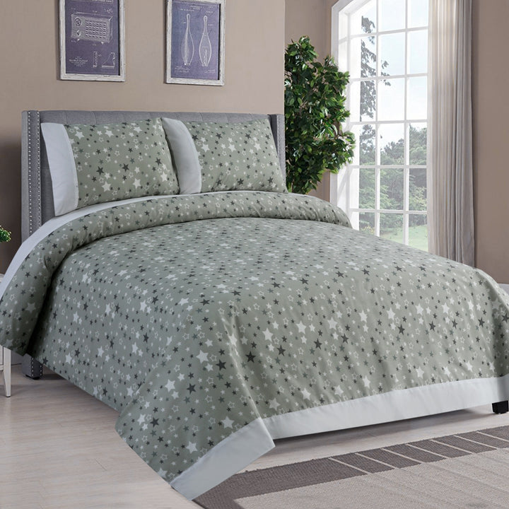 3 Pcs Cuffed Printed Bedsheet Set - 1707