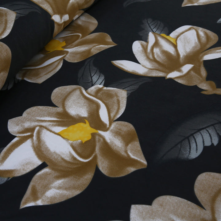 Imperial Bloom Charcoal Bedsheet - 1703