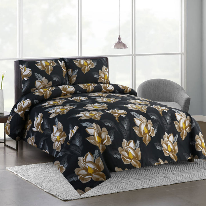 Imperial Bloom Charcoal Bedsheet - 1703
