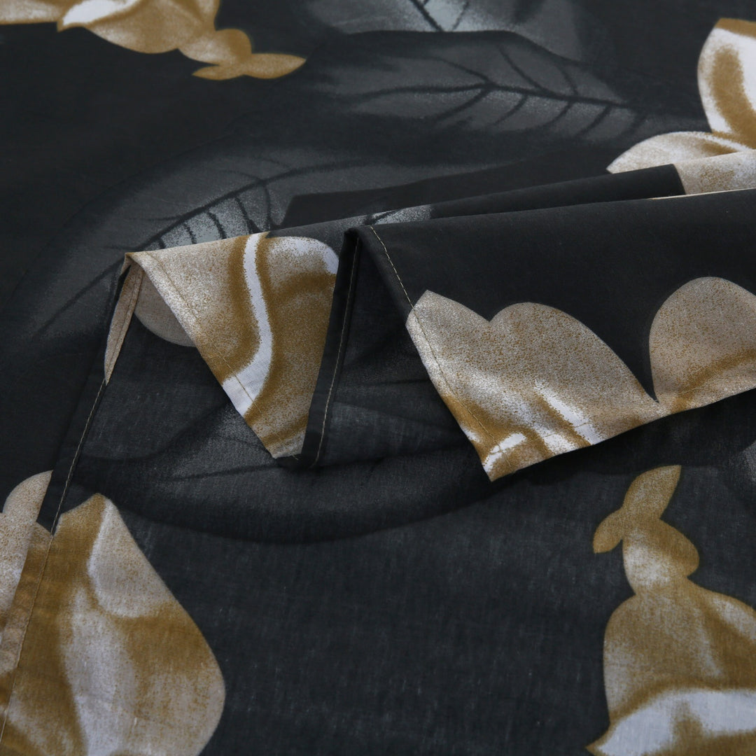 Imperial Bloom Charcoal Bedsheet - 1703