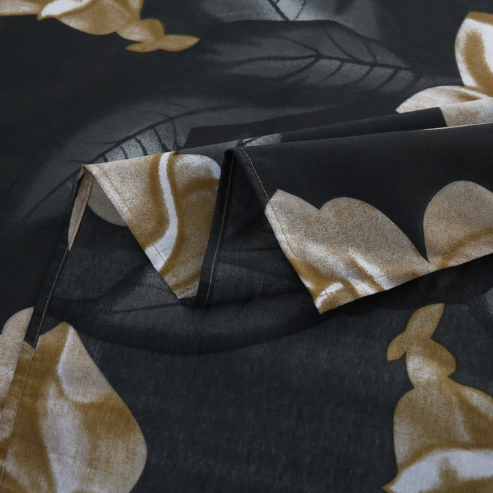 Imperial Bloom Charcoal Bedsheet - 1703