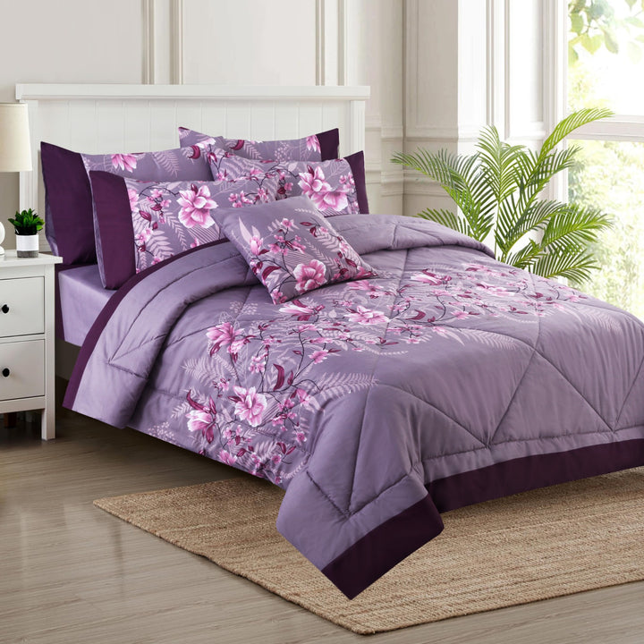 7 Pcs Purple Delight Comforter set - 1719