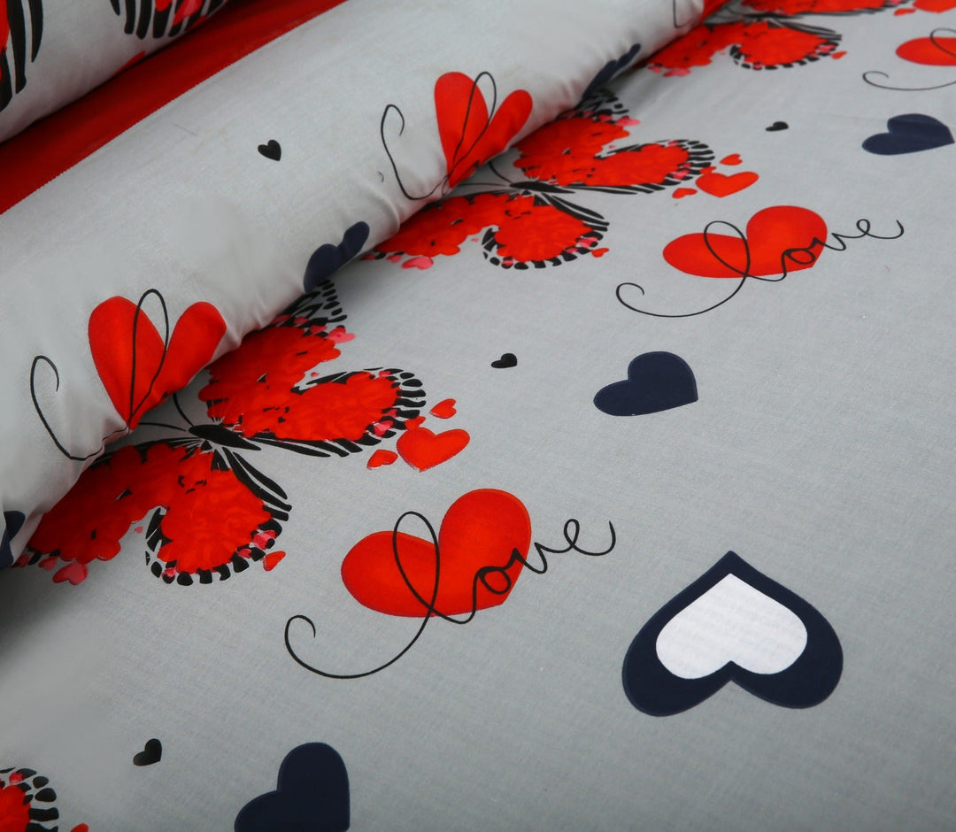 3 Pcs Cuffed Printed Bedsheet Set - 1259