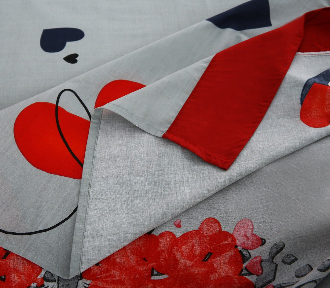 3 Pcs Cuffed Printed Bedsheet Set - 1259